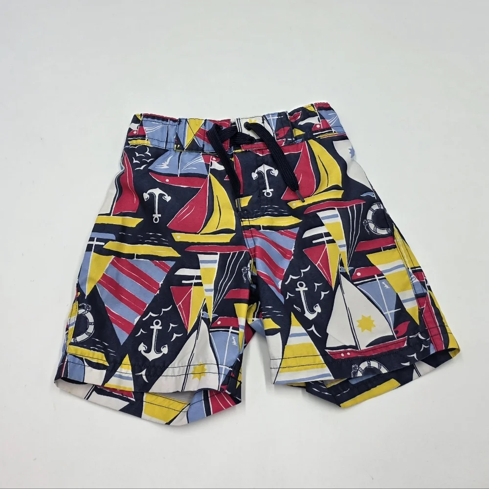 Janie and Jack baby boy sailboat print swim trunks size 6-12 months